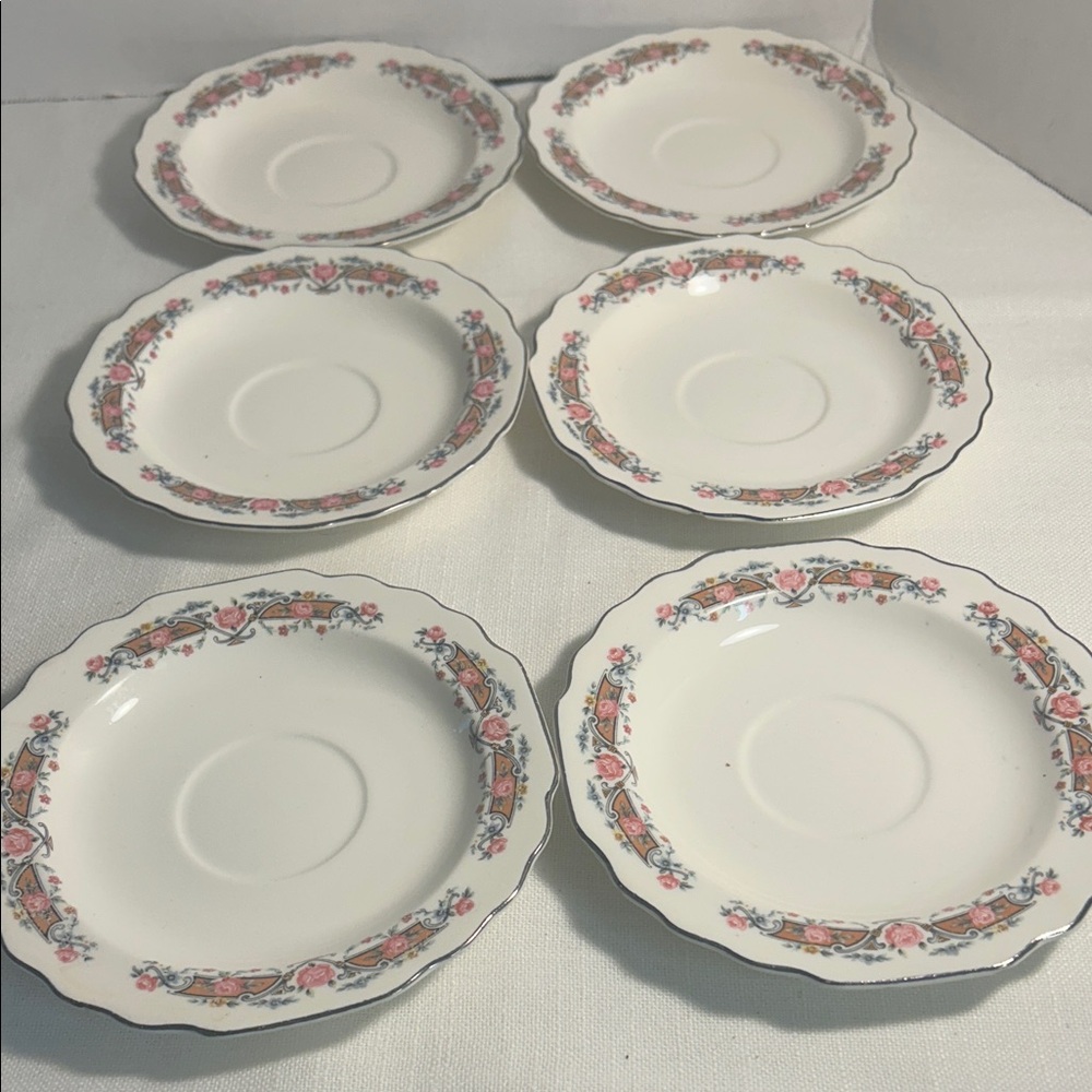 Charming Floral Saucer Set of 6 6 inch saucers